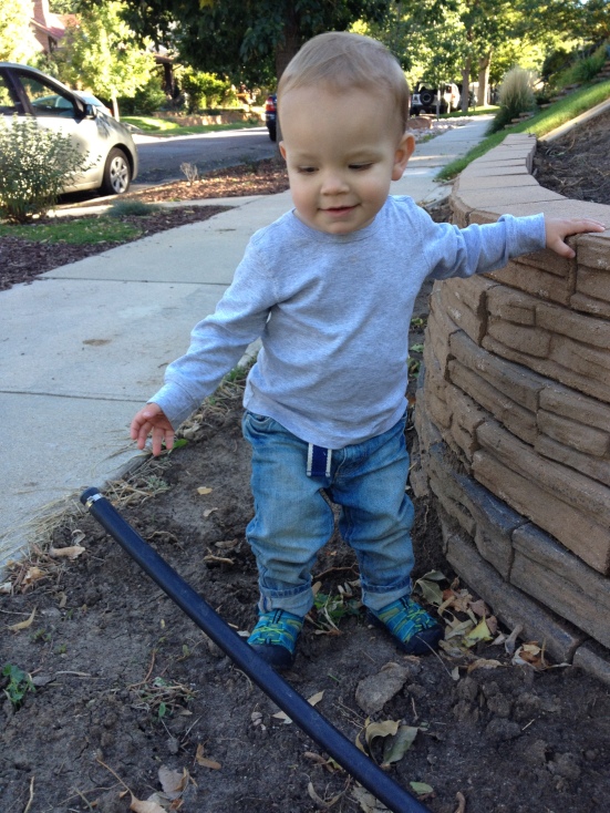 Toddlerhood is starting to get messy. Dirt and mud have no place for you son. Just say no.